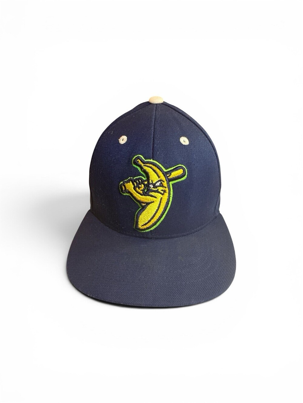 Savannah Bananas Zephyr Stretch Baseball Cap Size XS Navy Blue Fitted Hat